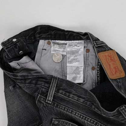 Levi's 501 Black Distressed Denim High Waist Shorts, 28W Authentic Vintage