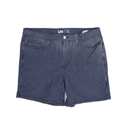 Lee Regular Fit Women's Blue & White Pinstripe Cotton Shorts, Classic Summer Casualwear