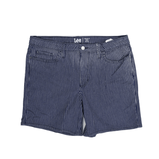 Lee Regular Fit Women's Blue & White Pinstripe Cotton Shorts, Classic Summer Casualwear