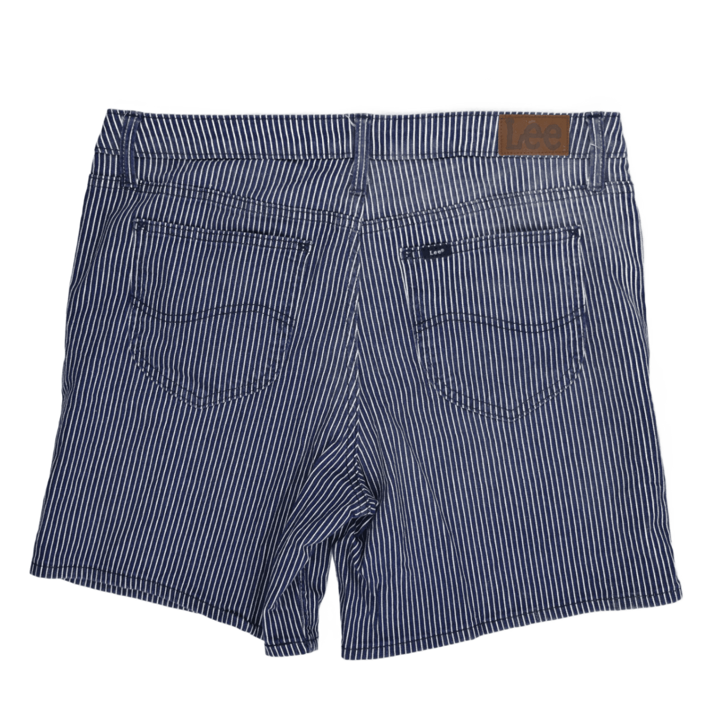 Lee Regular Fit Women's Blue & White Pinstripe Cotton Shorts, Classic Summer Casualwear