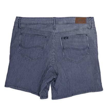 Lee Regular Fit Women's Blue & White Pinstripe Cotton Shorts, Classic Summer Casualwear