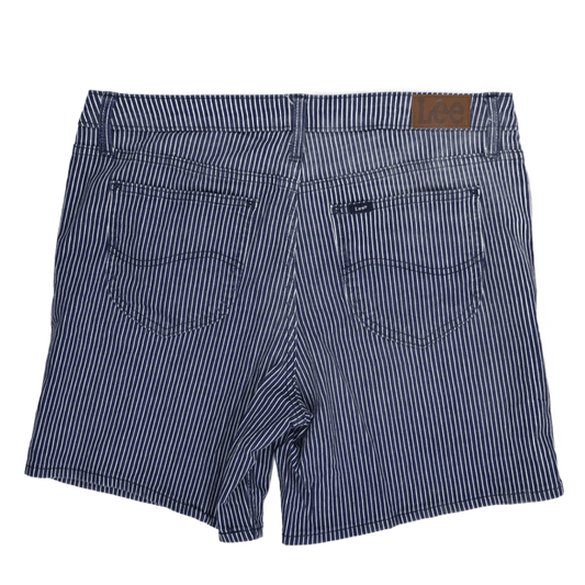 Lee Regular Fit Women's Blue & White Pinstripe Cotton Shorts, Classic Summer Casualwear