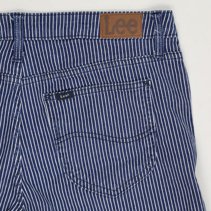 Lee Regular Fit Women's Blue & White Pinstripe Cotton Shorts, Classic Summer Casualwear