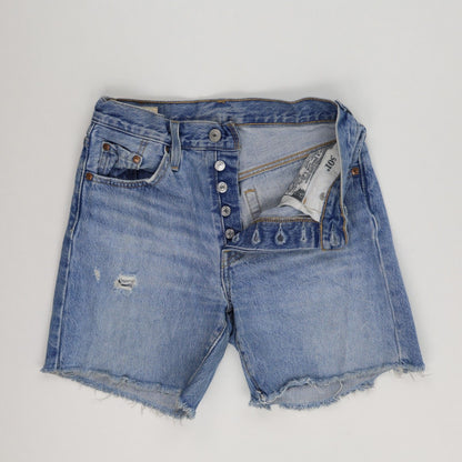 Levi's 501 High-Waist Distressed Denim Shorts Vintage Style Blue W30 L