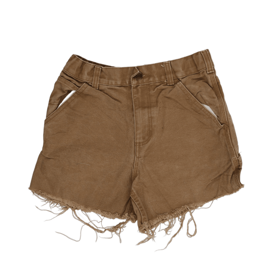 Carhartt Distressed Brown Cotton Shorts Size 12 - Durable & Stylish Vintage Look