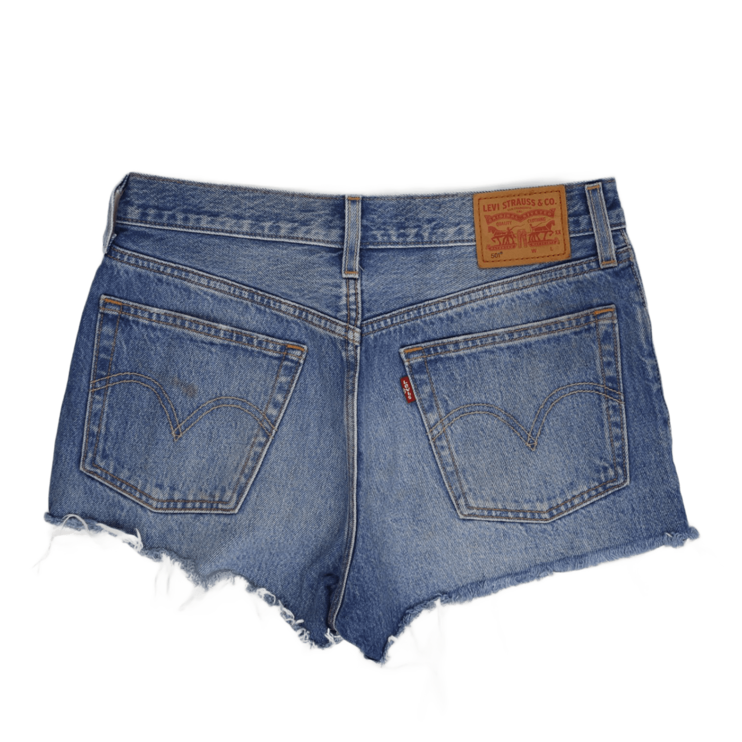 Levi's 501® High Rise Frayed Hem Denim Shorts Womens Blue Cotton Vintage Look 30W
