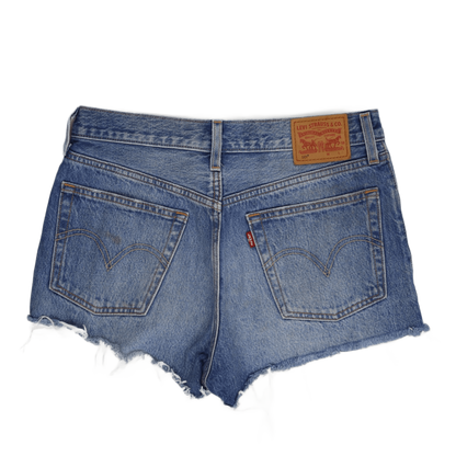 Levi's 501® High Rise Frayed Hem Denim Shorts Womens Blue Cotton Vintage Look 30W