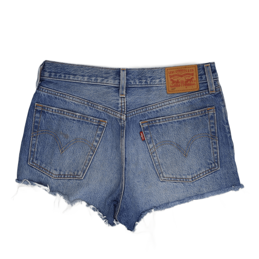 Levi's 501® High Rise Frayed Hem Denim Shorts Womens Blue Cotton Vintage Look 30W