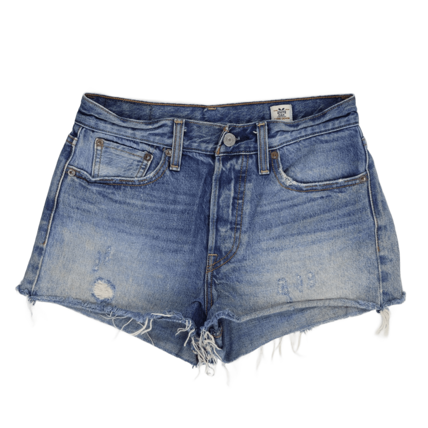 Levi's Womens 501 High Rise Distressed Denim Shorts Blue, Size 30 – Classic Cut Off Festival Jean Shorts