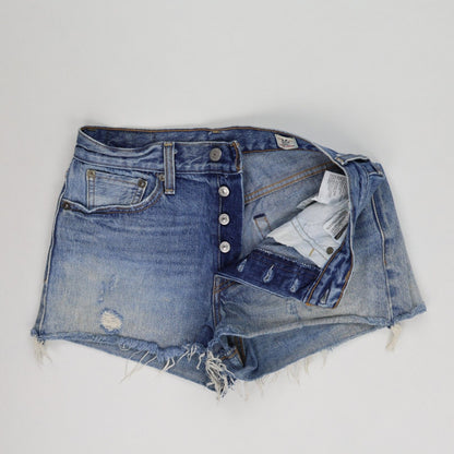 Levi's Womens 501 High Rise Distressed Denim Shorts Blue, Size 30 – Classic Cut Off Festival Jean Shorts