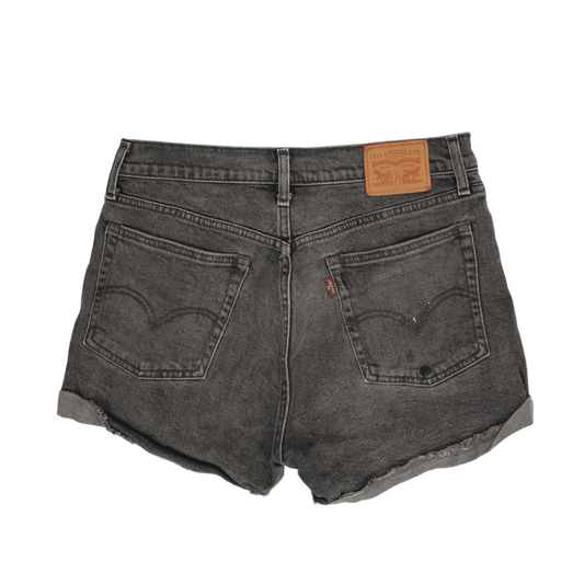 Levi's Women's Black Denim High Waisted Vintage Style Jean Shorts, Size 10, Classic Button Fly, Used