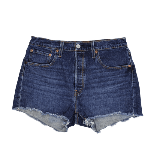 Levi's 501 Women's Blue Denim High Rise Distressed Waterless Shorts Size 30 Authentic Vintage Style Cut Off