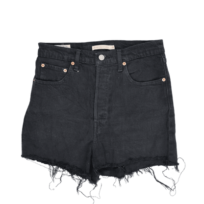 Levi's High Rise Black Denim Cut-Off Shorts, Size 26, Button Fly, Waterless, Womens