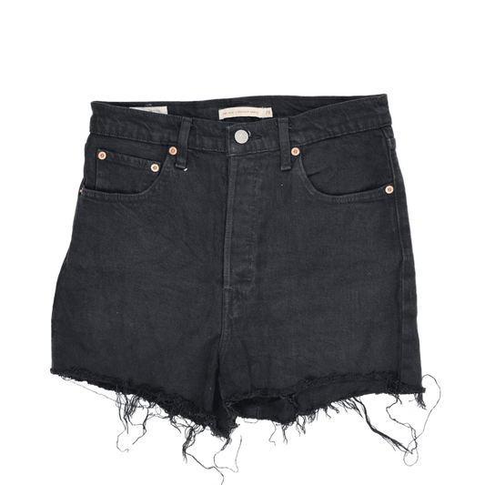 Levi's High Rise Black Denim Cut-Off Shorts, Size 26, Button Fly, Waterless, Womens