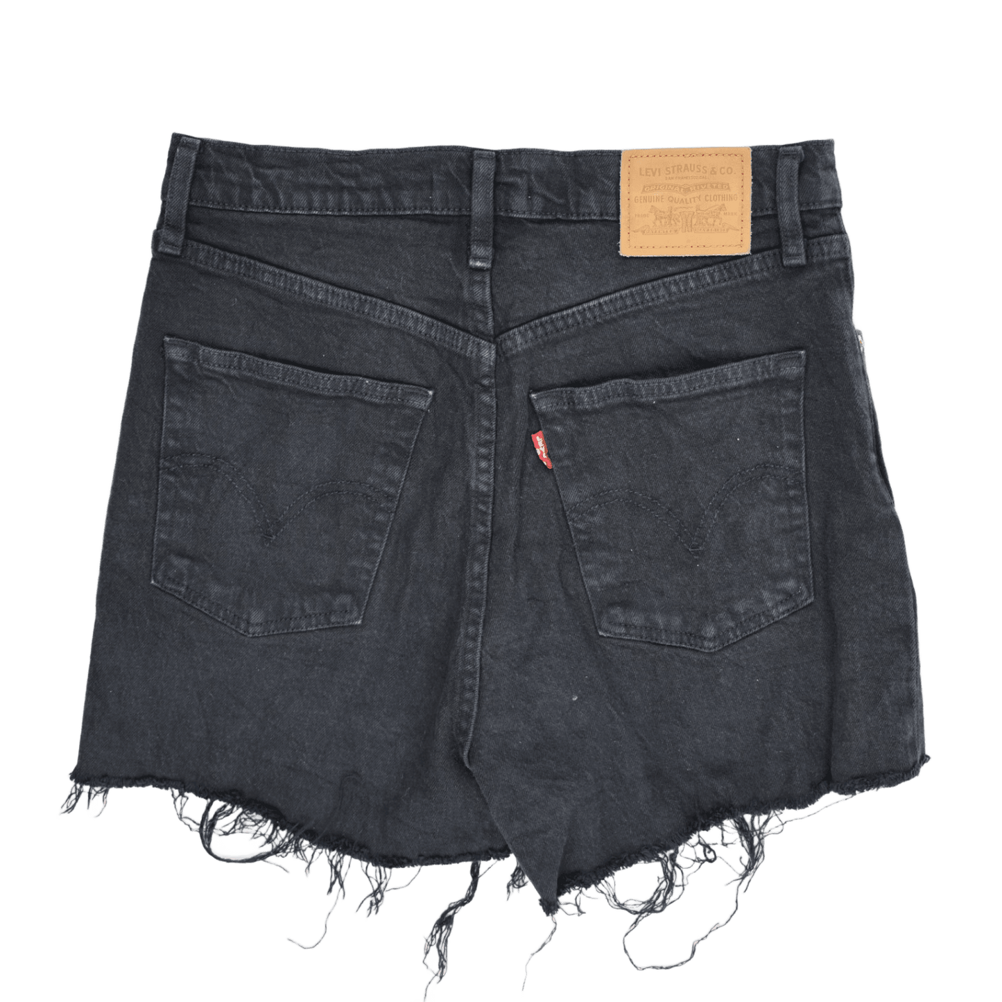 Levi's High Rise Black Denim Cut-Off Shorts, Size 26, Button Fly, Waterless, Womens