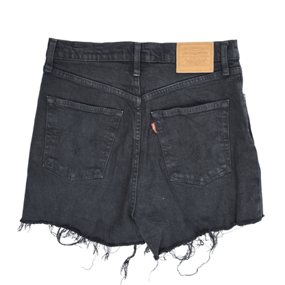 Levi's High Rise Black Denim Cut-Off Shorts, Size 26, Button Fly, Waterless, Womens