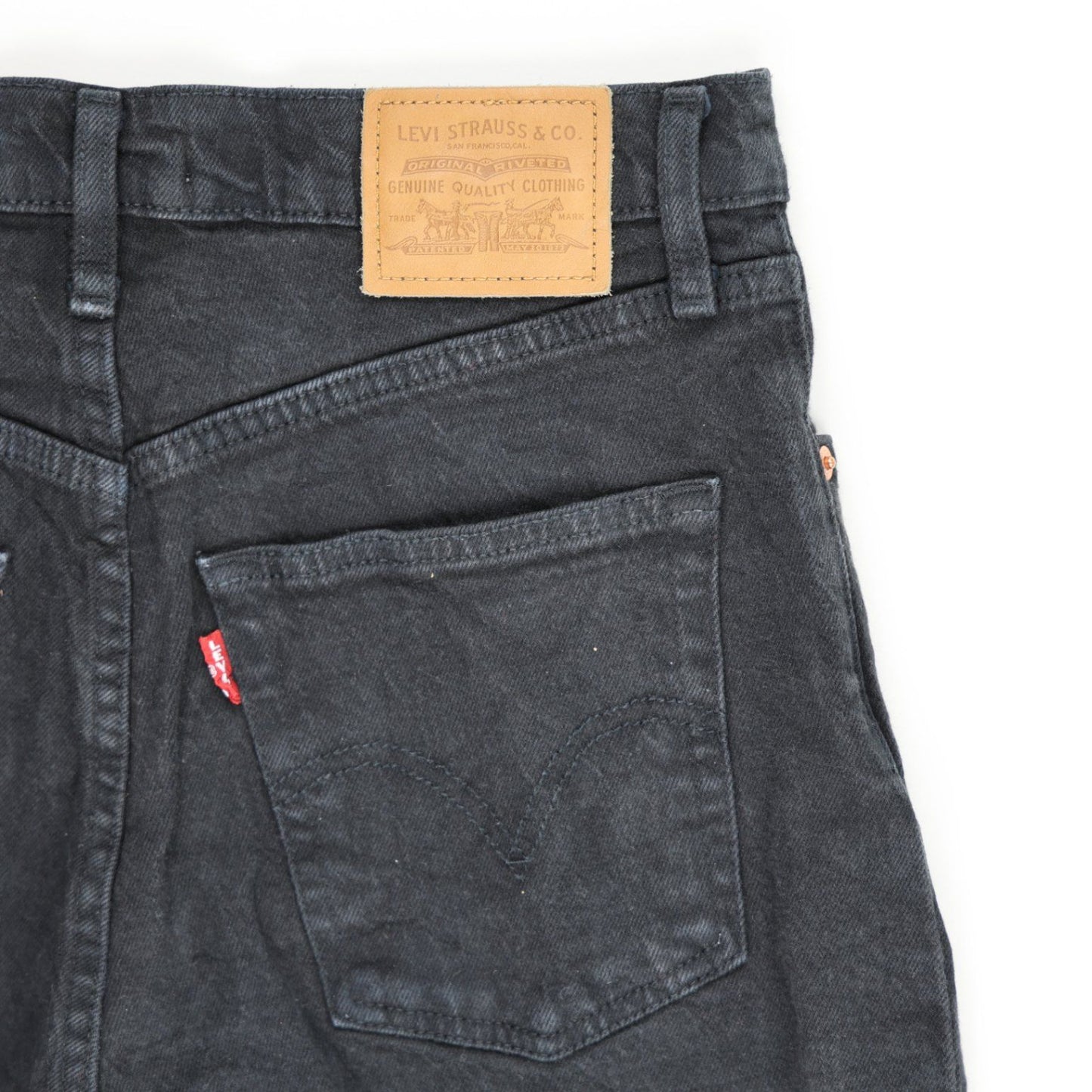 Levi's High Rise Black Denim Cut-Off Shorts, Size 26, Button Fly, Waterless, Womens