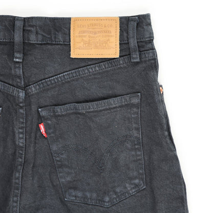 Levi's High Rise Black Denim Cut-Off Shorts, Size 26, Button Fly, Waterless, Womens