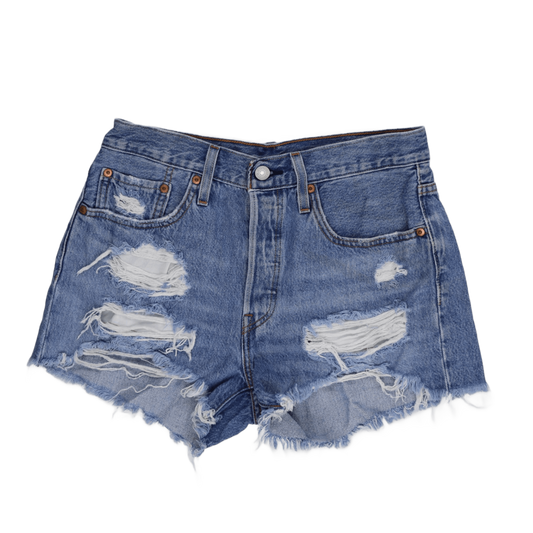 Levi’s 501 Distressed Blue High-Waisted Denim Shorts, Size 30 Womens Vintage Style