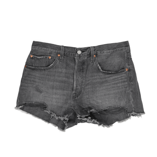 Levi's Waterless Black Denim High Waist Distressed Shorts Womens Size S - Sustainable Vintage Summer Essentials