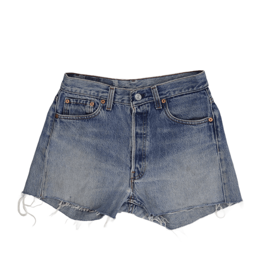 Levi's 501 High-Rise Vintage Denim Shorts, Raw Hem, Size W29 L30, Distressed Blue