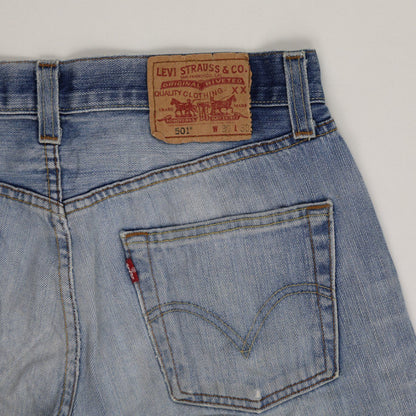Levi's 501 Vintage Denim Shorts in Blue, Frayed Hem, W30, Iconic Summer Style