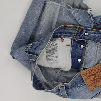 Levi's 501 Vintage Denim Shorts in Blue, Frayed Hem, W30, Iconic Summer Style