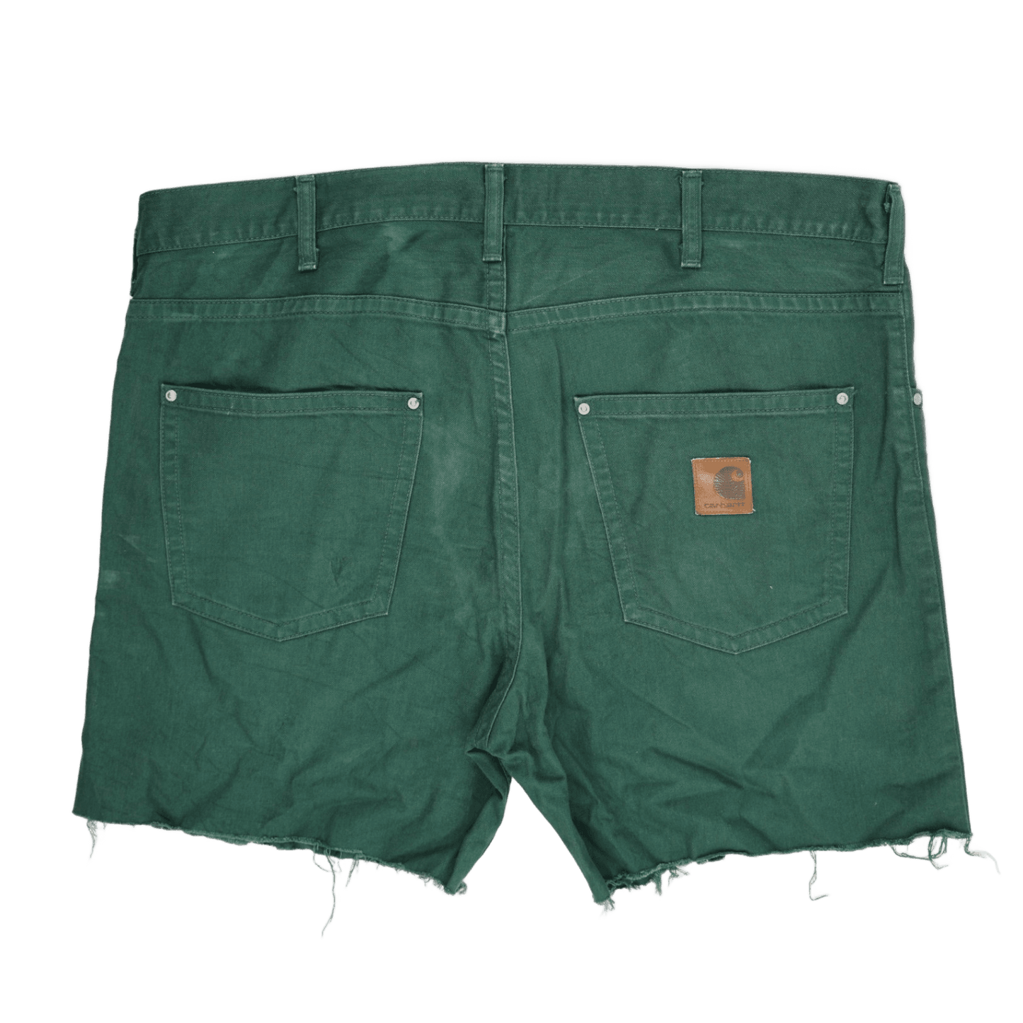 Carhartt Green Cotton Slim Fit Raw Hem Shorts 38W – Rugged Summer Workwear for Men