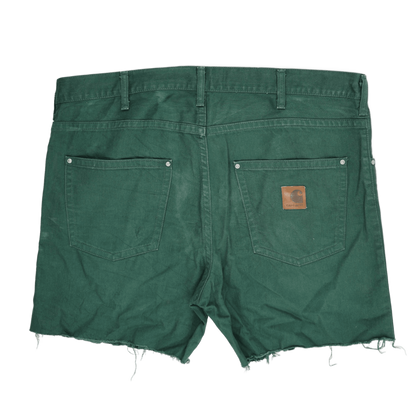 Carhartt Green Cotton Slim Fit Raw Hem Shorts 38W – Rugged Summer Workwear for Men