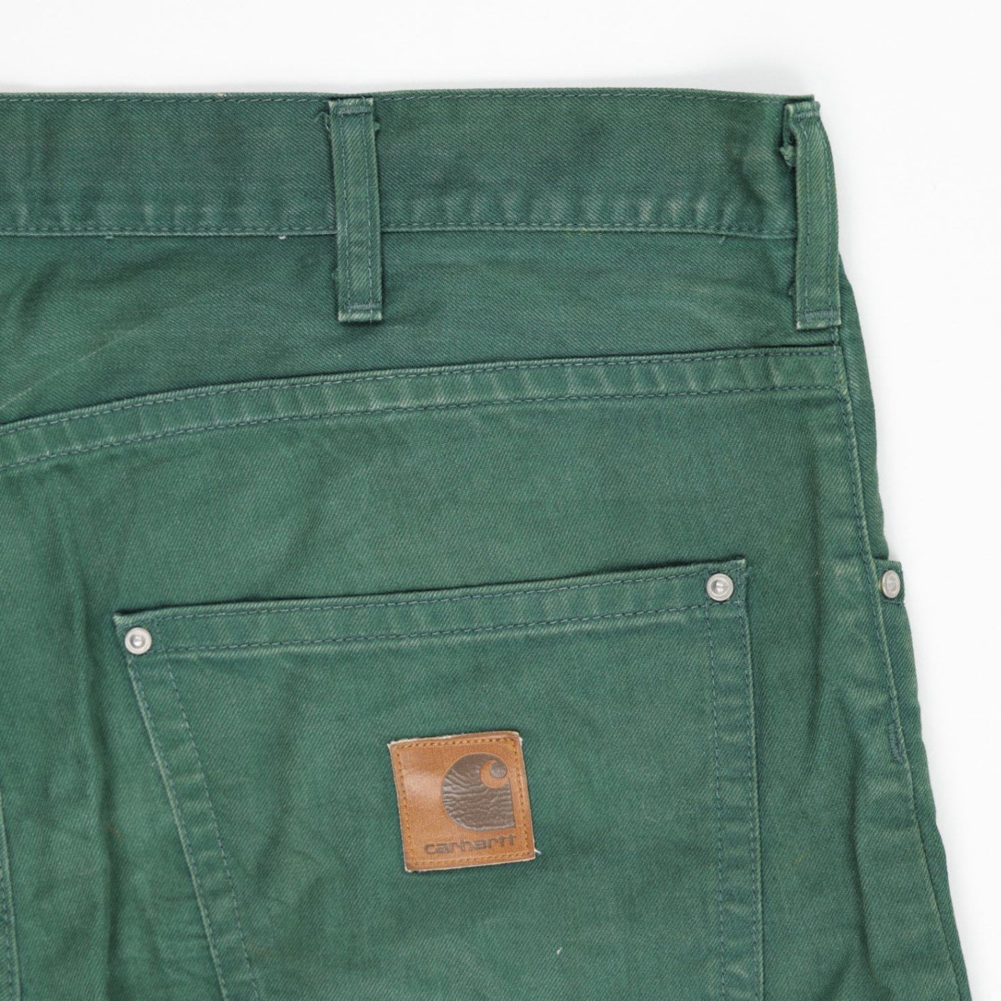 Carhartt Green Cotton Slim Fit Raw Hem Shorts 38W – Rugged Summer Workwear for Men