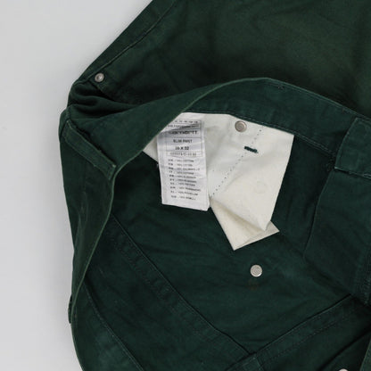 Carhartt Green Cotton Slim Fit Raw Hem Shorts 38W – Rugged Summer Workwear for Men
