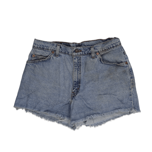 Levi's Vintage 501 Distressed High Waisted Denim Shorts Blue Cotton Womens Retro Summer Style - Size 28 Waist Authentic