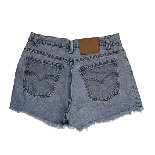 Levi's Vintage 501 Distressed High Waisted Denim Shorts Blue Cotton Womens Retro Summer Style - Size 28 Waist Authentic