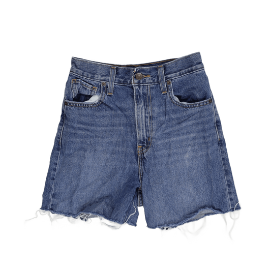 Levi's Water<LESS> High-Waisted Vintage Denim Cut-Off Shorts - Classic Blue, Size 28, Sustainable, Distressed Finish