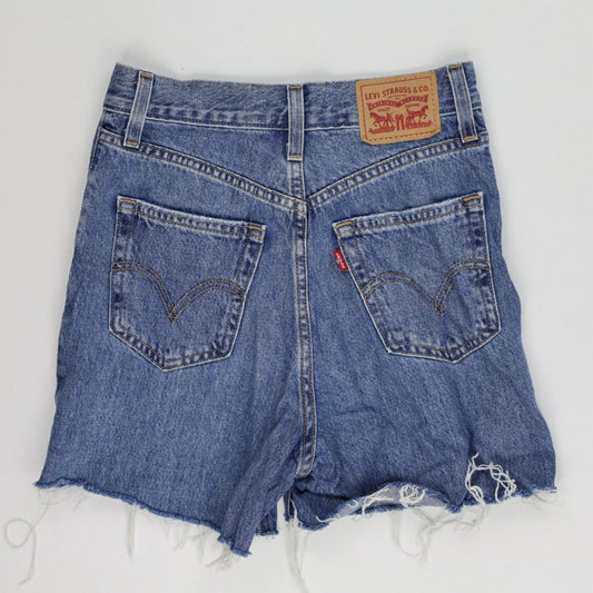 Levi's Water<LESS> High-Waisted Vintage Denim Cut-Off Shorts - Classic Blue, Size 28, Sustainable, Distressed Finish