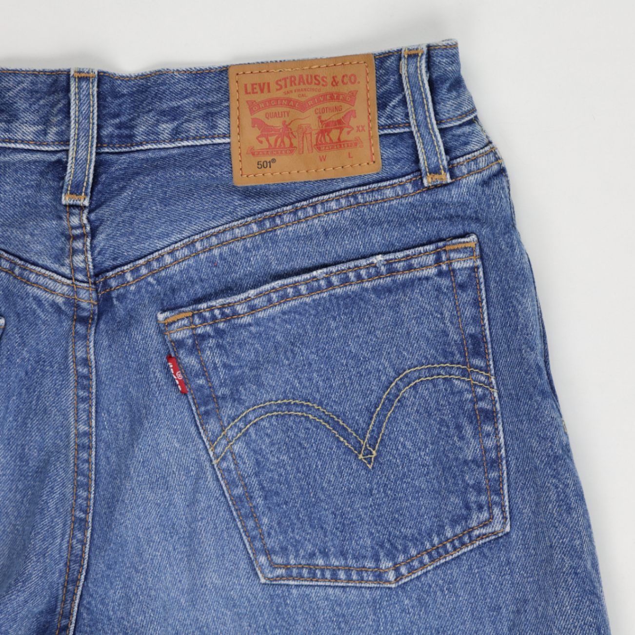 Levi's 501 High Rise Distressed Blue Denim Shorts Women’s 29W Vintage Style Frayed Hem