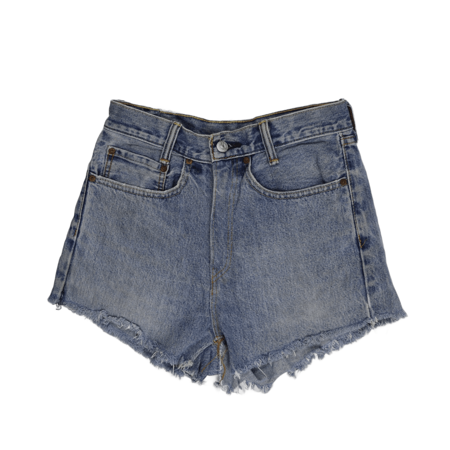 Levi's 559 Vintage High-Waisted Distressed Denim Shorts Blue Cotton W34 Relaxed Fit