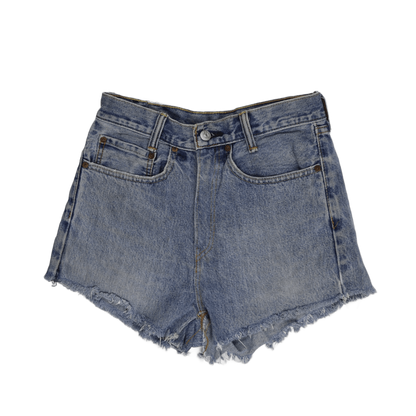 Levi's 559 Vintage High-Waisted Distressed Denim Shorts Blue Cotton W34 Relaxed Fit