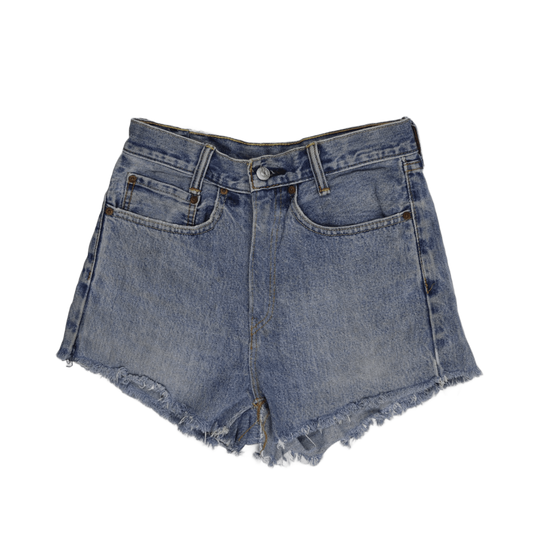 Levi's 559 Vintage High-Waisted Distressed Denim Shorts Blue Cotton W34 Relaxed Fit
