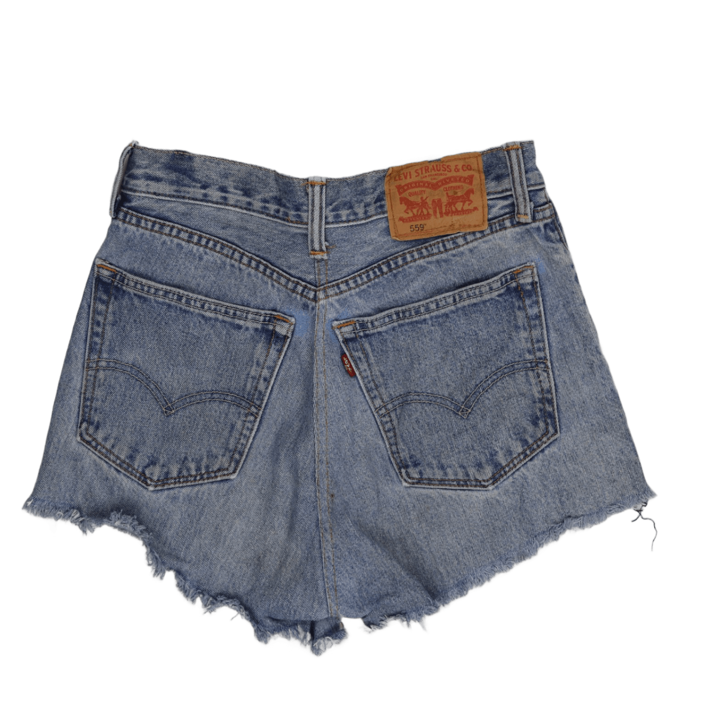 Levi's 559 Vintage High-Waisted Distressed Denim Shorts Blue Cotton W34 Relaxed Fit