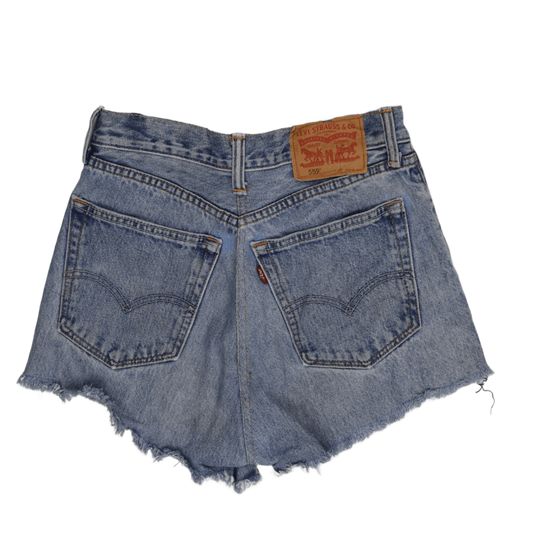 Levi's 559 Vintage High-Waisted Distressed Denim Shorts Blue Cotton W34 Relaxed Fit