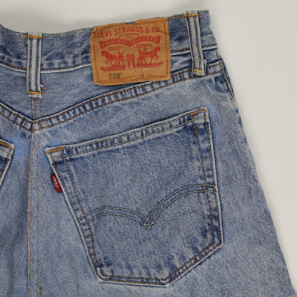 Levi's 559 Vintage High-Waisted Distressed Denim Shorts Blue Cotton W34 Relaxed Fit