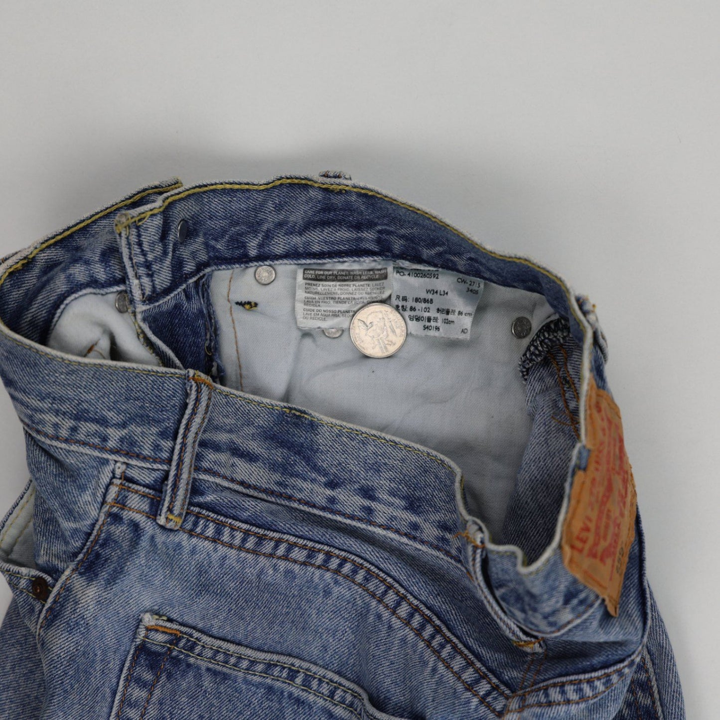 Levi's 559 Vintage High-Waisted Distressed Denim Shorts Blue Cotton W34 Relaxed Fit