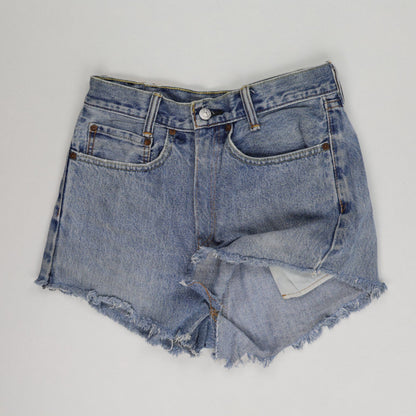 Levi's 559 Vintage High-Waisted Distressed Denim Shorts Blue Cotton W34 Relaxed Fit