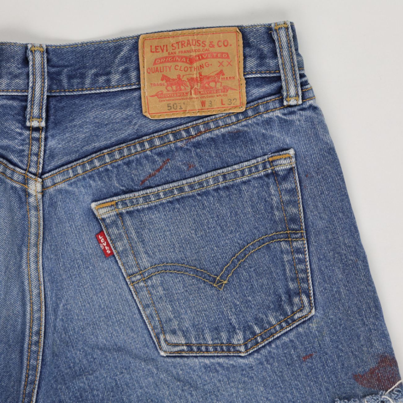 Levi's 501 Vintage High-Waisted Distressed Denim Shorts Blue W31 L32 Raw Hem