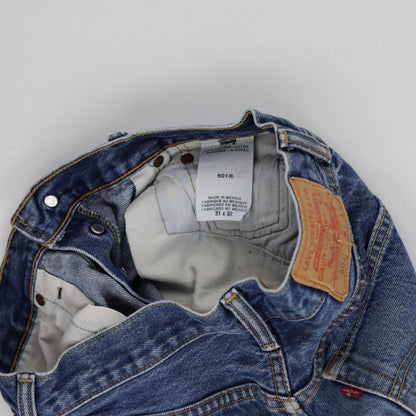 Levi's 501 Vintage High-Waisted Distressed Denim Shorts Blue W31 L32 Raw Hem