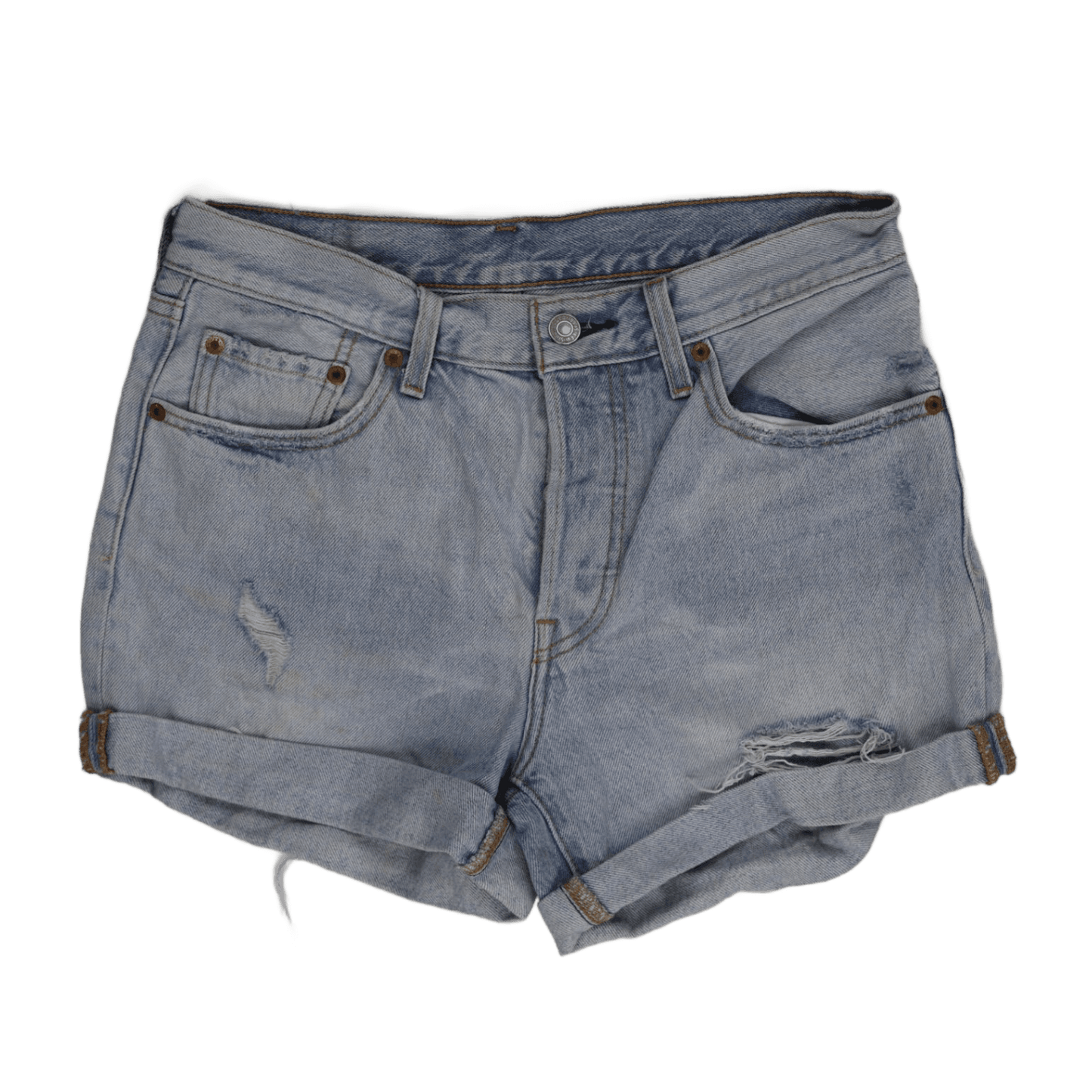Levi’s 501 Light Wash Distressed Denim Shorts – Vintage Style Women’s Summer Essential High Waist