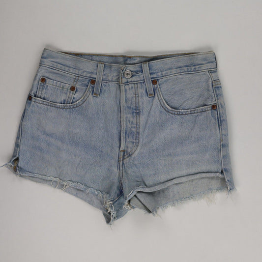 Levi's 501 Vintage Light Blue Denim High Waisted Cut Off Shorts Womens 28W Classic Summer