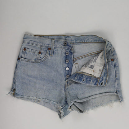 Levi's 501 Vintage Light Blue Denim High Waisted Cut Off Shorts Womens 28W Classic Summer