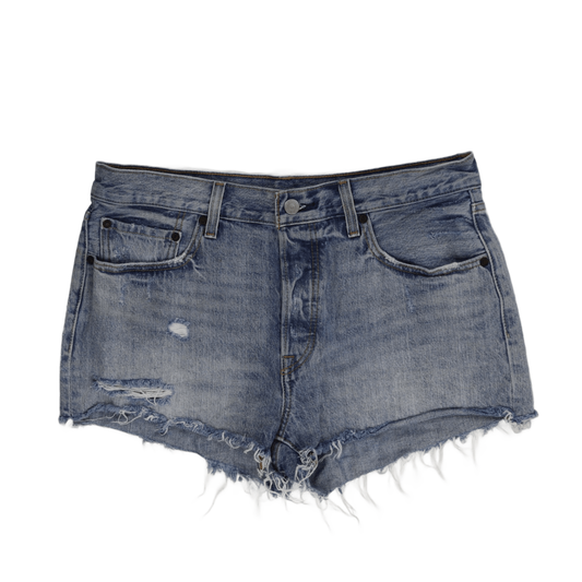 Levi's 501 High Rise Distressed Blue Denim Cut Off Shorts Womens Size W27 Classic Vintage Look